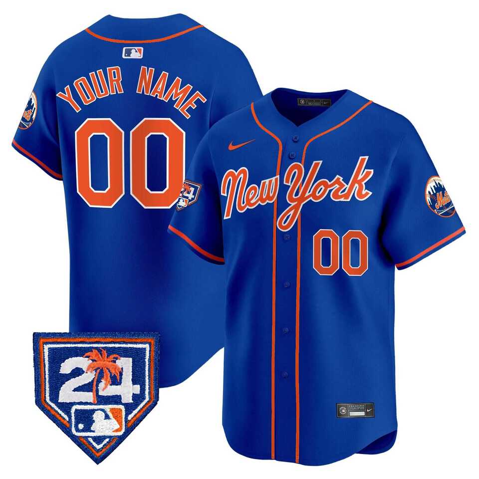 Mens New York Mets Active Player Cutsom Royal 2024 Spring Training Vapor Premier Limited Stitched Baseball Jersey